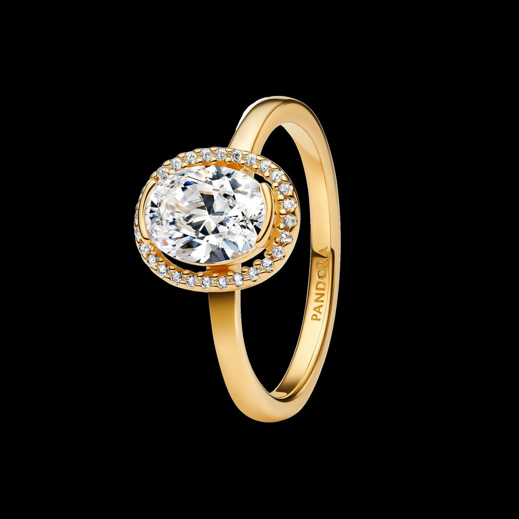 Sparkling Square Clear Halo Ring