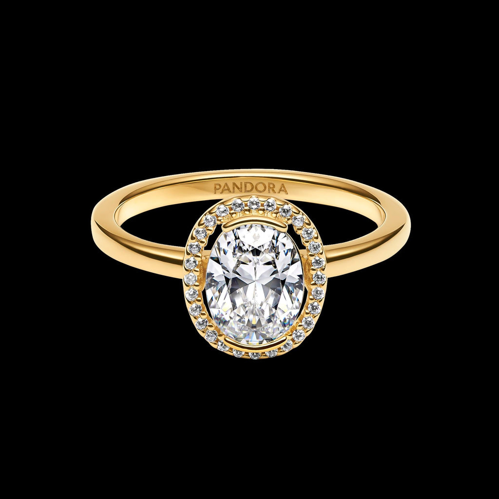 Oval Sparkling Halo Ring