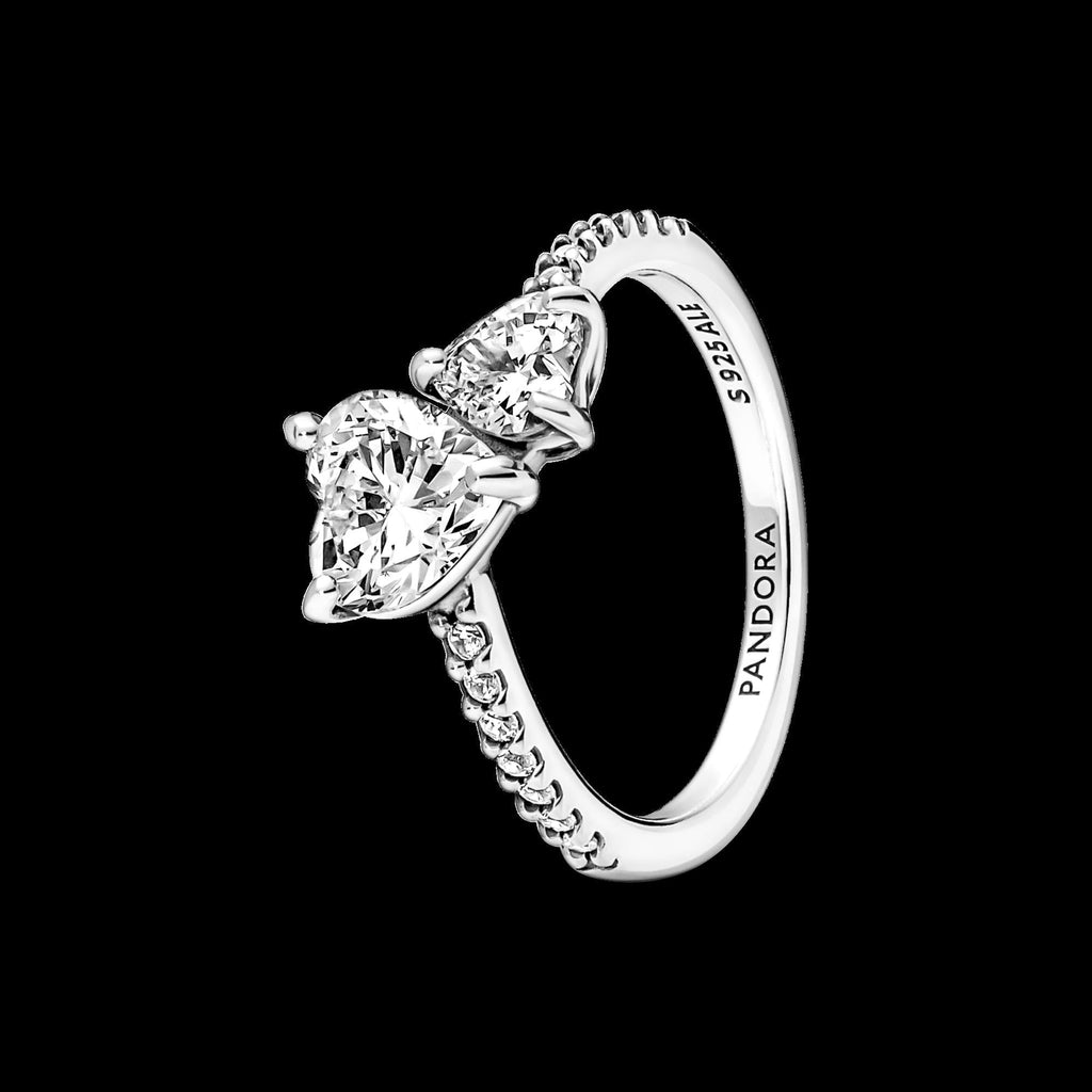 Sparkling Wishbone Heart Ring