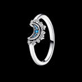 Celestial Blue Sparkling Moon Ring