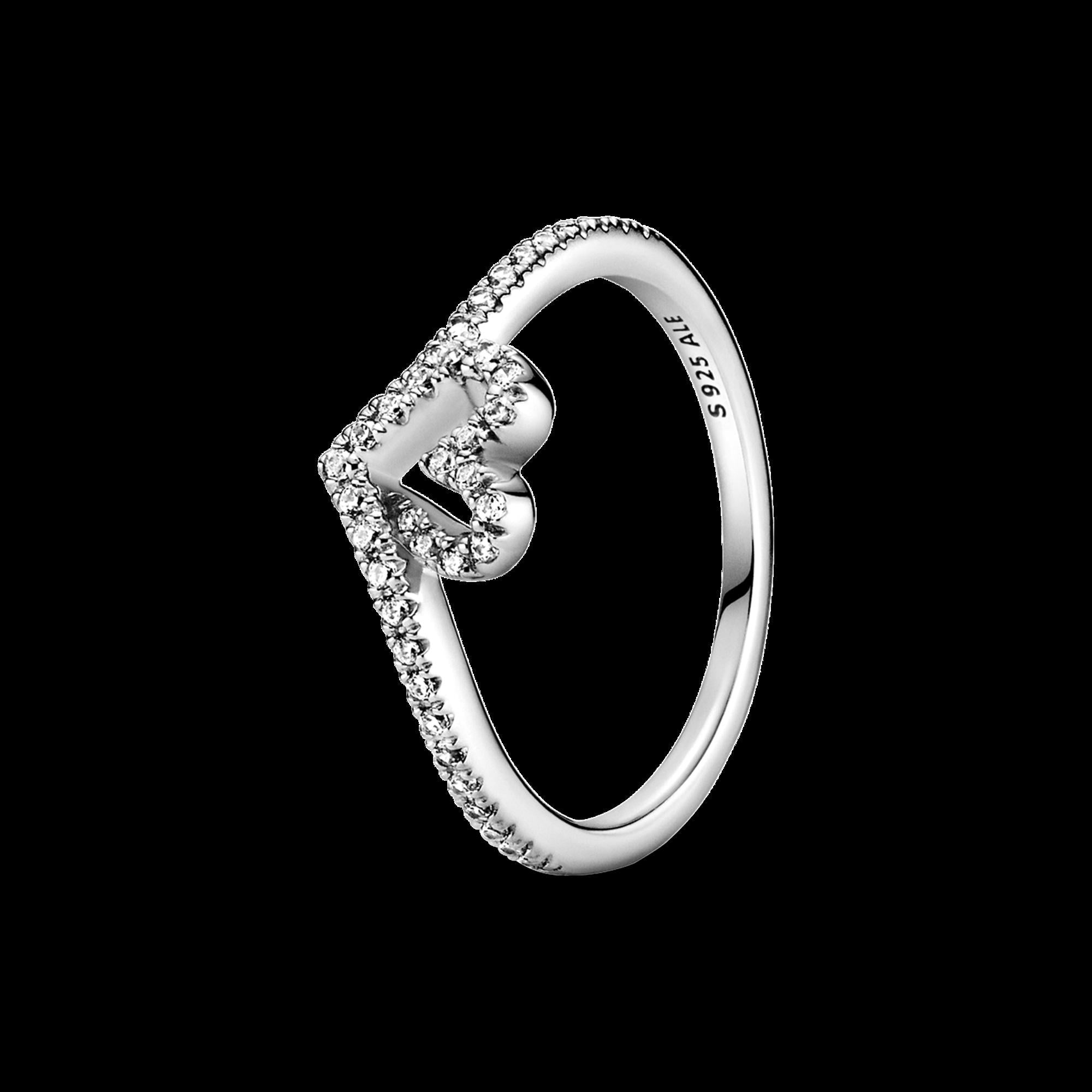 Sparkling Wishbone Heart Ring