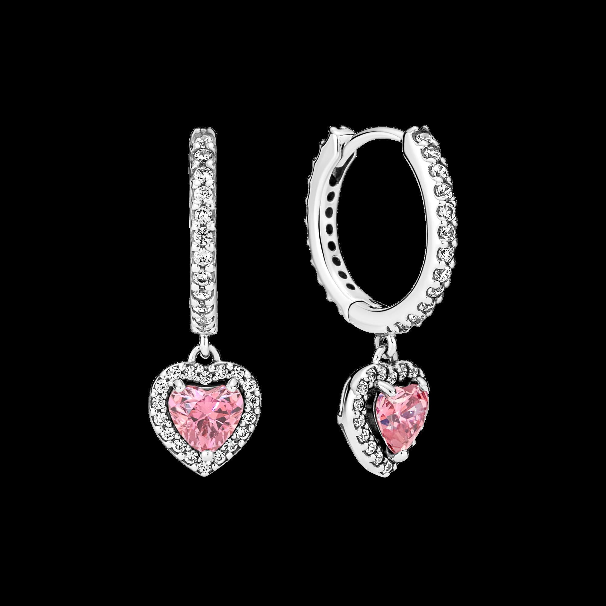 Elevated Pink Heart Stud Earrings