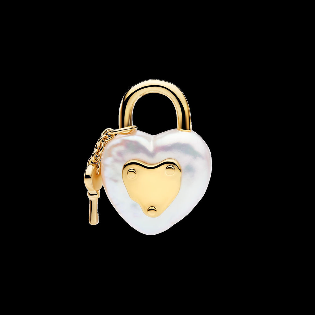 Treated Freshwater Cultured Baroque Pearl Padlock Dangle Charm