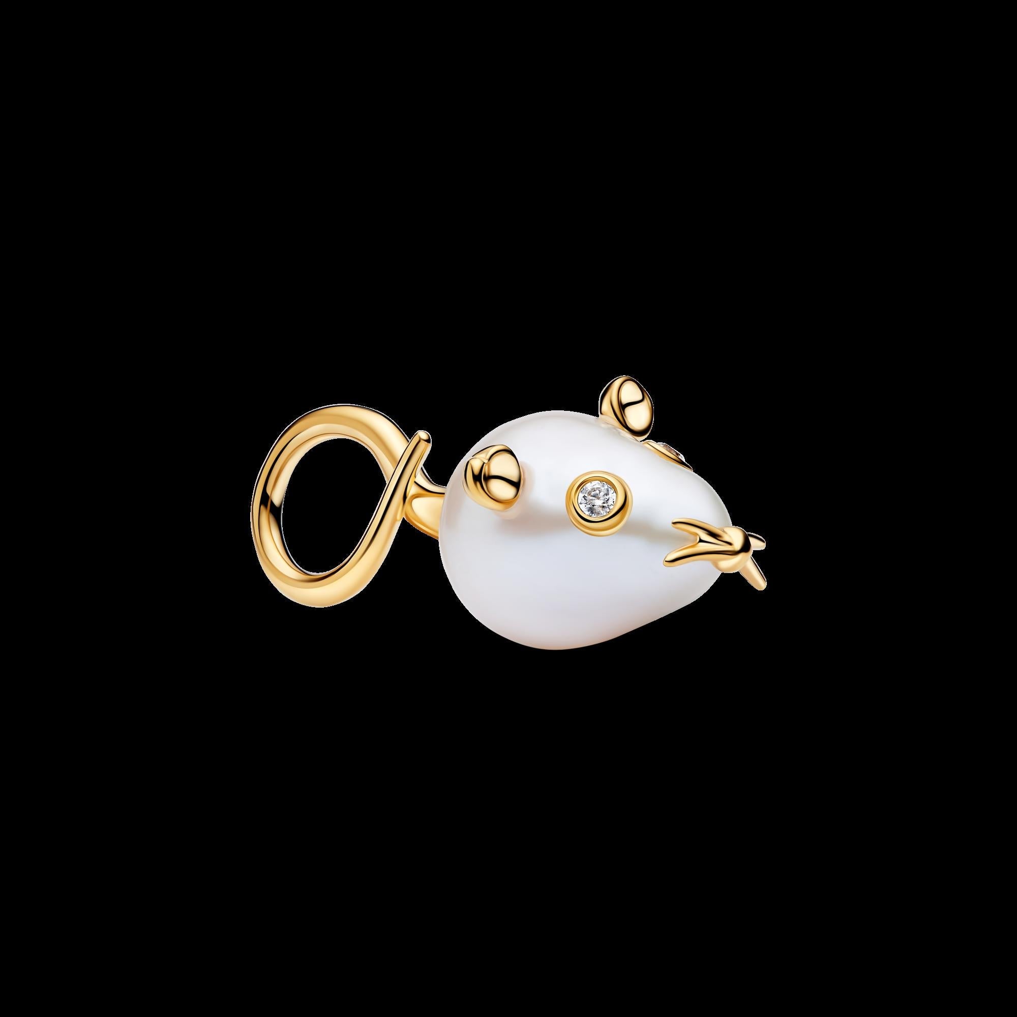 Treated Freshwater Cultured Baroque Pearl Mouse Dangle Charm