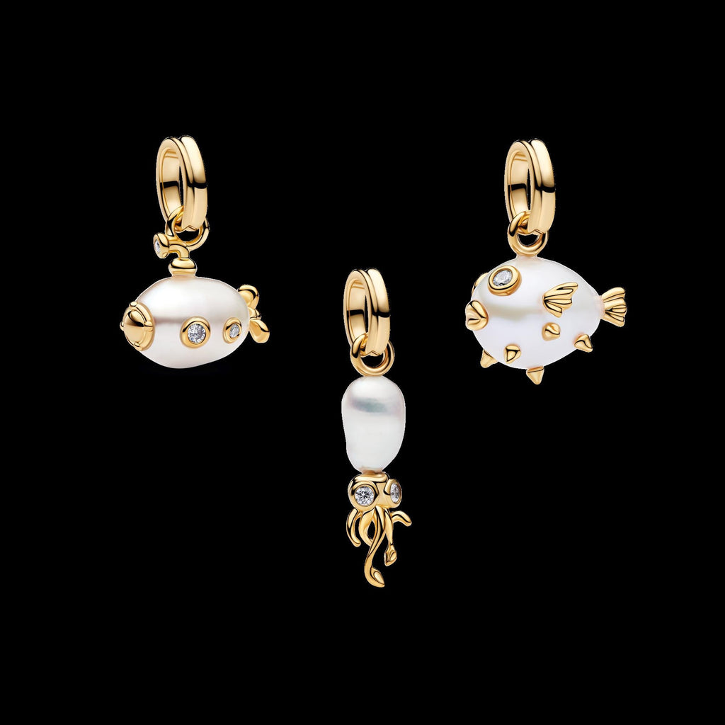 Treated Freshwater Cultured Baroque Pearl Squid Dangle Charm